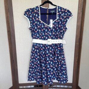 Modcloth Drive In Delight Fit & Flare Dress with Owl Pirate Print